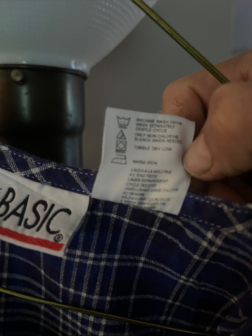 Basic Navy Plaid Button-Front Sleeveless Top - Picture 6 of 6